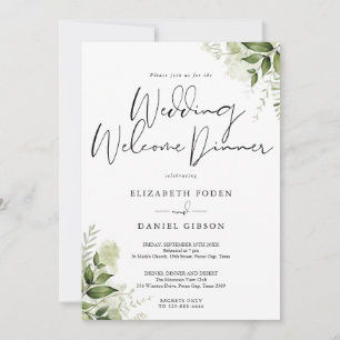 Greenery Floral Elegant Wedding Welcome Dinner Invitation