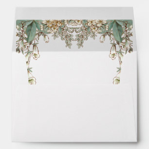 Greenery Floral Garland Script Elegant Wedding Envelope