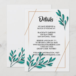 Greenery Floral Gold Foil Leaves Enclosure Invitation
