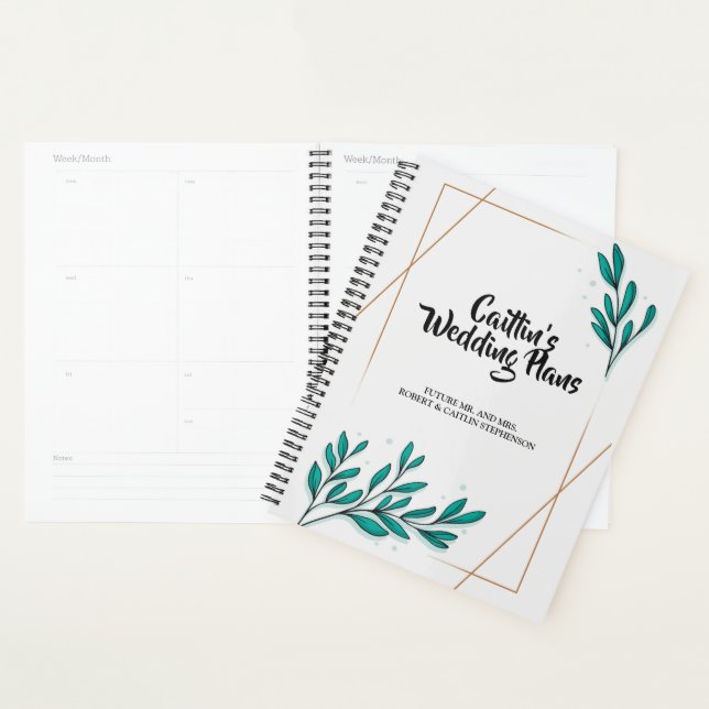 Greenery Floral Gold Foil Leaves Wedding planner (Display)