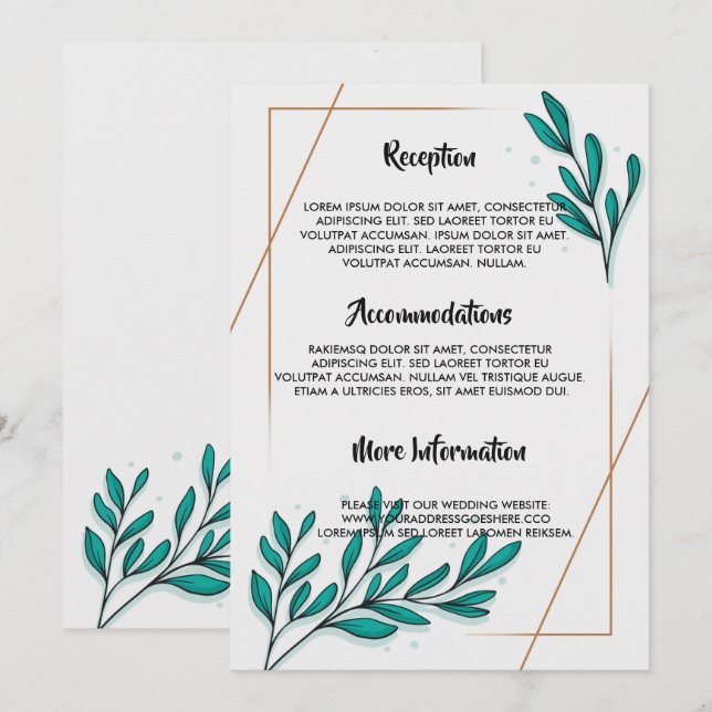 Greenery Floral Gold Foil Leaves wedding program (Front/Back)