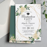 Greenery Floral Gold Geometric Graduation Party Invitation<br><div class="desc">Create your perfect invitation with this pre-designed templates,  you can easily personalize it to be uniquely yours. For further customization,  please use our easy-to-use design tool to modify this template. If you prefer Thicker papers / Matte Finish,  you may consider to choose the Matte Paper Type.</div>