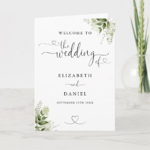 Greenery Floral Heart Script Wedding  Program