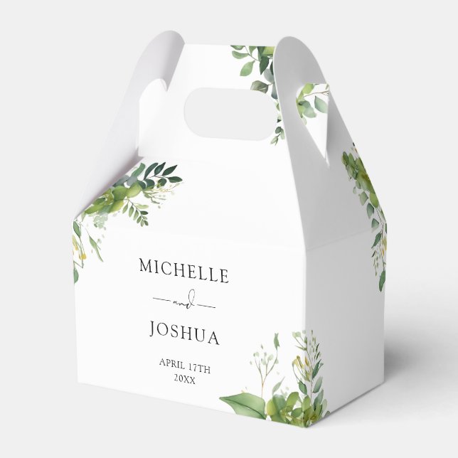 Greenery Floral Modern Elegant Wedding Favor Box (Front Side)
