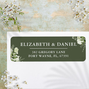 Greenery Floral Olive Green Wedding Return Address