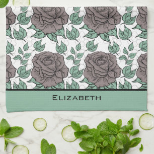 Greenery floral pattern big blossom personalized  kitchen towel