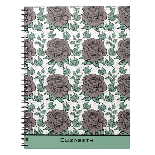 Greenery floral pattern big blossom personalized  notebook (Front)