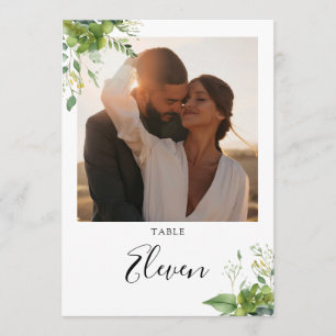 Greenery Floral Photo Table Number