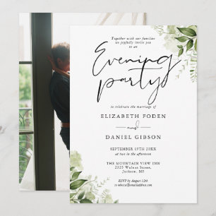 Greenery Floral Photo Wedding Evening Party Invitation