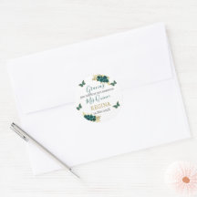 Greenery  Floral Quinceañera  Classic Round Sticke