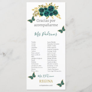 Greenery Floral Quinceañera Program