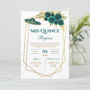 Greenery Floral Quinceañera Spanish Invitation