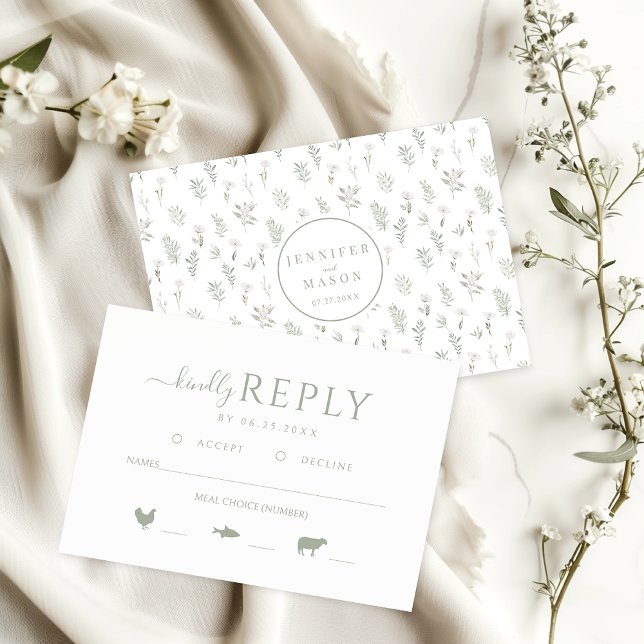Greenery Floral Rustic Wedding Kindly Reply RSVP Card (Creator Uploaded)