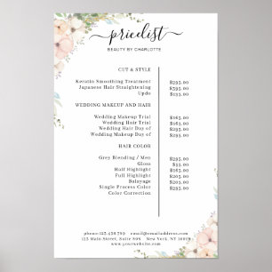 Greenery Floral Salon Price List Poster