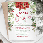 Greenery Floral Santa Christmas Baby Shower  Invitation<br><div class="desc">Greenery Floral Santa Christmas Baby Shower Invitation</div>