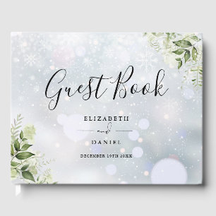 Greenery Floral Script Winter Wedding Guest Book