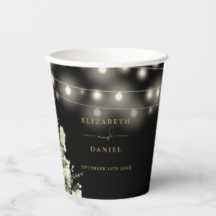 Greenery Floral String Lights Black Gold Wedding Paper Cups