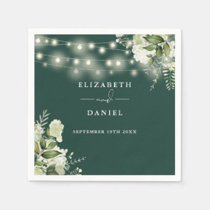 Greenery Floral String Lights Emerald Wedding Napkin