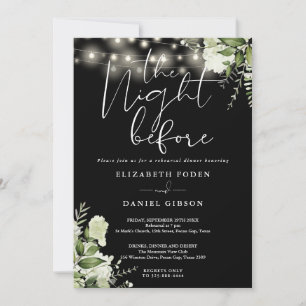 Greenery Floral String Lights Rehearsal Dinner Invitation