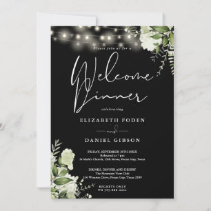 Greenery Floral String Lights Welcome Dinner Invitation