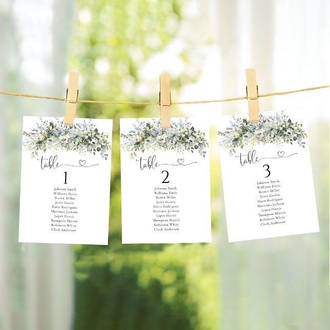 Greenery Floral Table Seating Chart Card (Creator Uploaded)