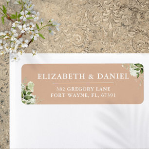 Greenery Floral Tan Wedding Return Address