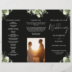 Greenery Floral Trifold Wedding Program