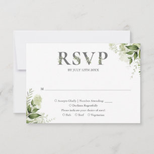 Greenery Floral Typography Wedding RSVP Card