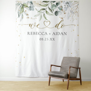 Greenery Floral Watercolor Wedding Tapestry