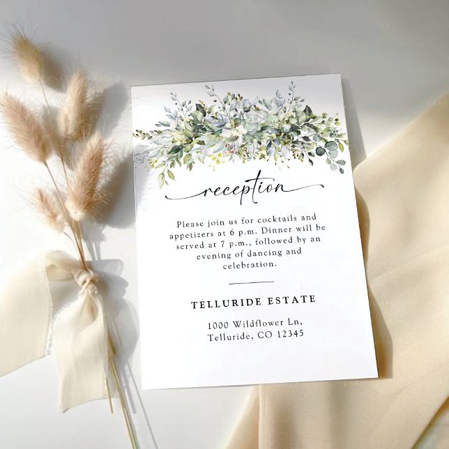 Greenery Floral Wedding Ceremony Reception Card (Creator Uploaded)