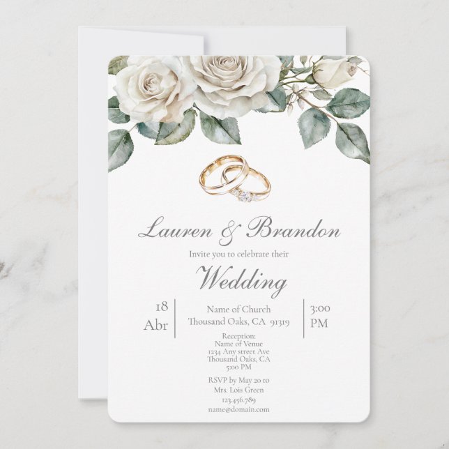 Greenery floral Wedding invitation (Devant)