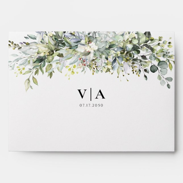 Greenery Floral Wedding Invitation Envelope (Front)