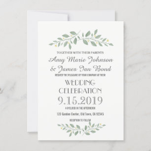 Greenery Floral Wedding Invitations