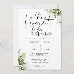 Greenery Floral Wedding Rehearsal Dinner Invitation
