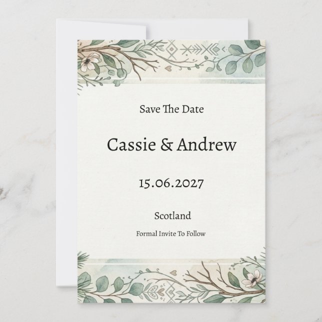 Greenery Floral Wedding Save The Date (Front)