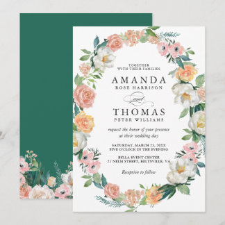 Greenery Floral Wreath Wedding Invitation