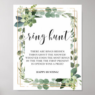 Greenery Folaige Eucalyptus Ring Hunt Game Sign