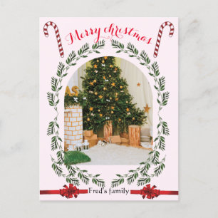 Greenery Foliage arch photo simple merry christmas Holiday Postcard