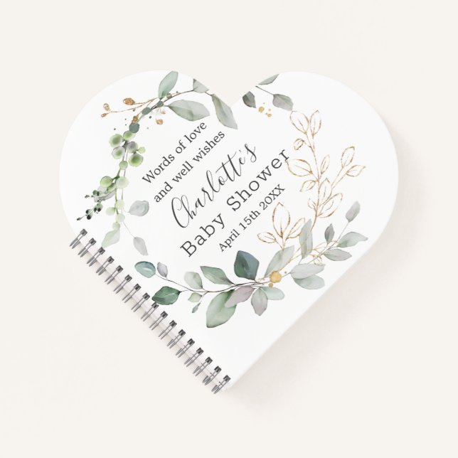 Greenery foliage Baby Shower Notebook (Front)