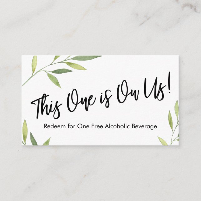 Greenery Foliage Drink Ticket Enclosure Cards (Front)