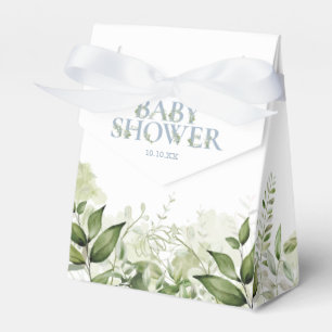 Greenery Foliage Dusty Blue Baby Shower Favour Box