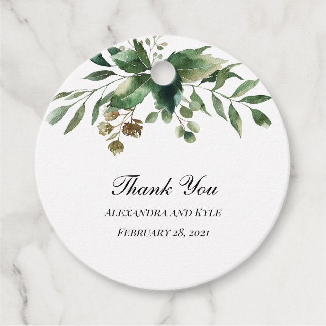 Greenery Foliage Eucalyptus Favour Thank you Tag (Front)