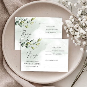 Greenery foliage eucalyptus leaves boho wedding RSVP card