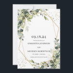 Greenery foliage eucalyptus leaves gold geometric save the date<br><div class="desc">Greenery foliage eucalyptus leaves gold geometric save the date,  Contact me for matching items or for customization,  Blush Roses ©</div>