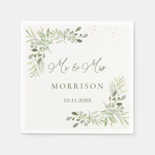 Greenery Foliage Eucalyptus Leaves Wedding Napkin