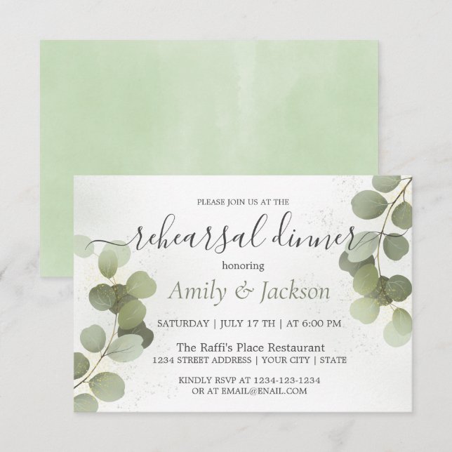 Greenery Foliage Eucalyptus Rehearsal Dinner  Invitation (Front/Back)