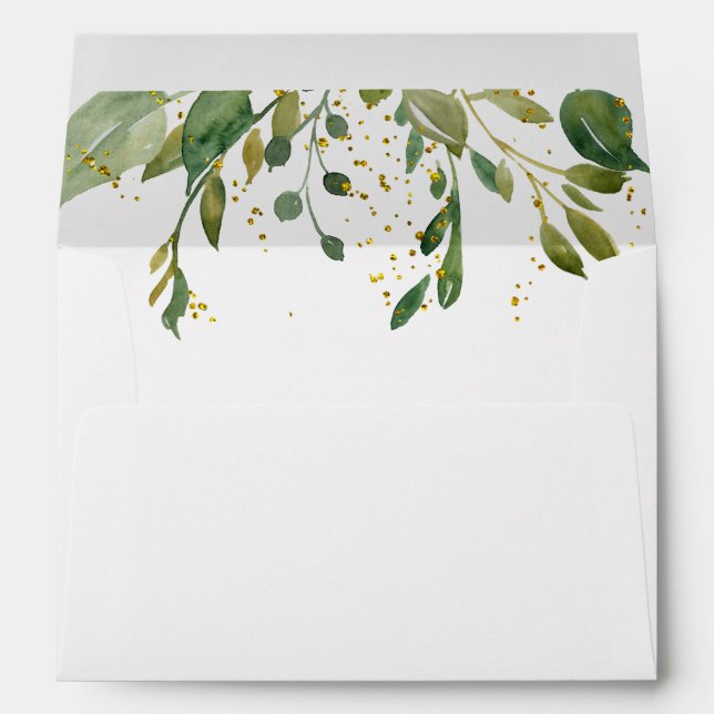 greenery foliage faux glitter envelope (Back (Bottom))