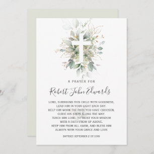 Greenery Foliage Gender Neutral Baptism Prayer Invitation