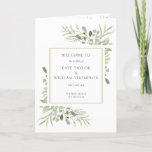 Greenery Foliage Gold Geometric Wedding Program<br><div class="desc">Featuring delicate watercolor greenery leaves,  this chic botanical folded wedding program can be personalized with your special wedding day information. Designed by Thisisnotme©</div>