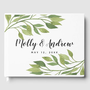 greenery foliage green wedding Guest book